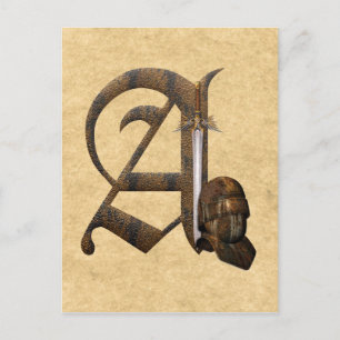 Rostiga riddare Initial A Vykort