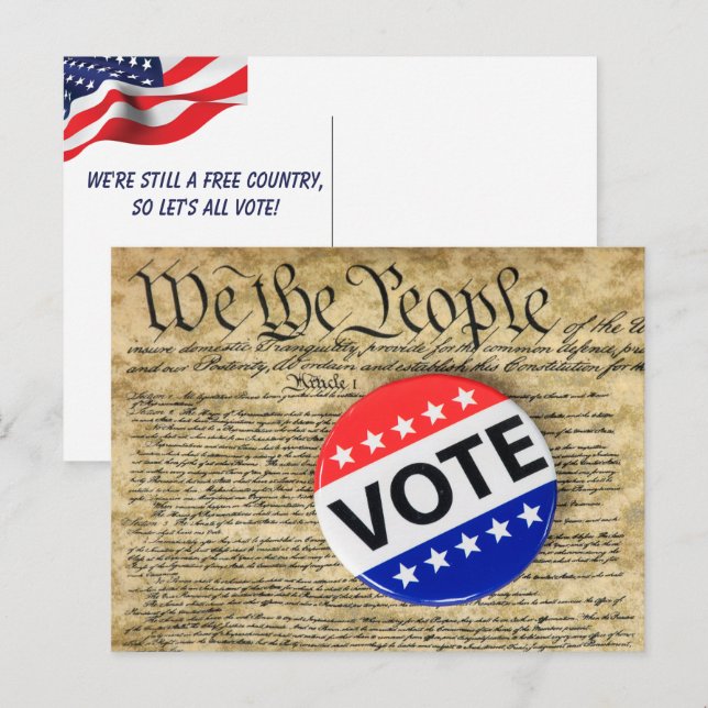 Röstknappen om USA:s konstitution Vykort (Fram/baksida)