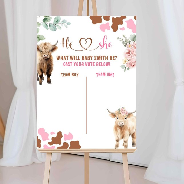 Röstkort för Heifer eller Bull Cow Gender Reveal Poster (Skapare uppladdad)