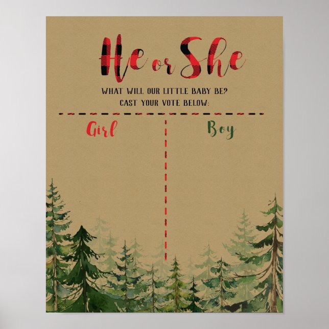 Röstkort för Red Play Wood Lumberjack Poster (Framsidan)