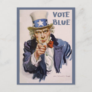 Röstkort till väljare - Uncle SAM-röstblått Vykort