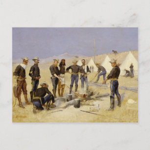Rostning av julnötköttet i ett Cavalry-läger Helg Vykort