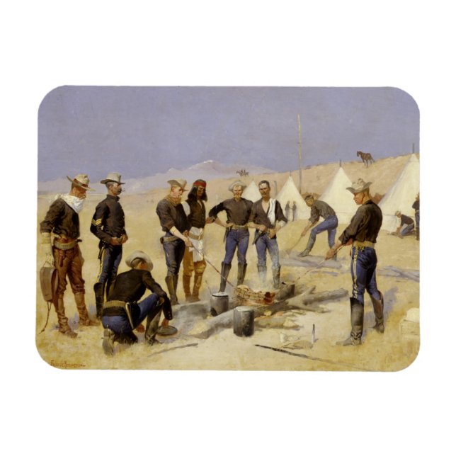 Rostning av julnötköttet i ett Cavalry-läger Magnet (Horisontell)