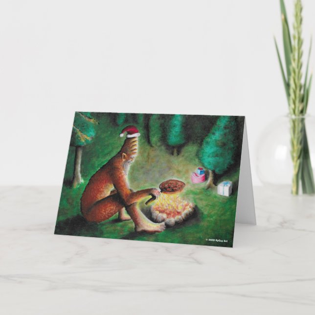 Rostning av kastanjer med RyGuy Art Helgdag Card Kort (Framsida)