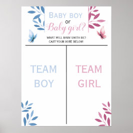 Röstning för Cute Butterfly Blue eller Rosa Gender Poster