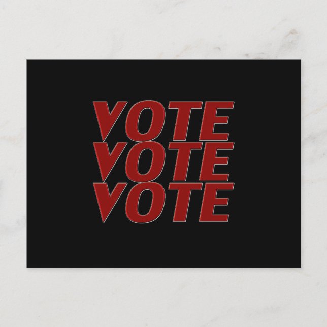 Röstning röd, modern typografi vykort (Framsida)