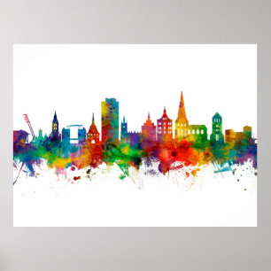 Rostock Tyskland Skyline Poster