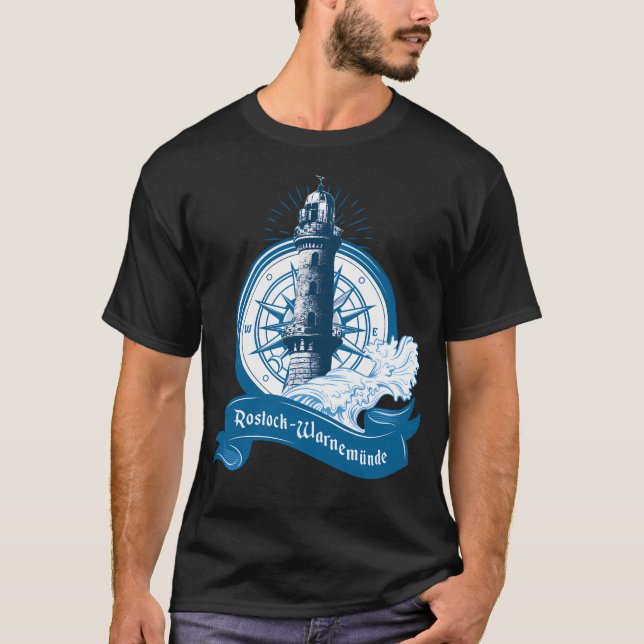 Rostock - Warnemnde Lighthouse T Shirt (Framsida)