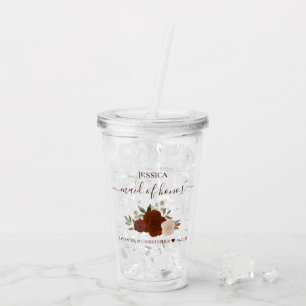 Rostorange rosor Elegant Brudtärna Bröllop Take Away Mugg