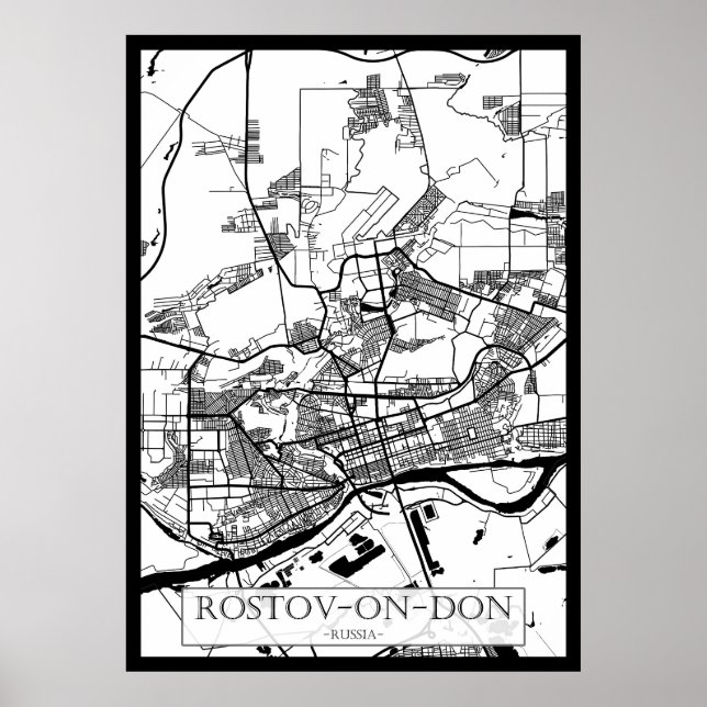 Rostov-na-Donu Ryssland Stadskarta Poster (Framsidan)