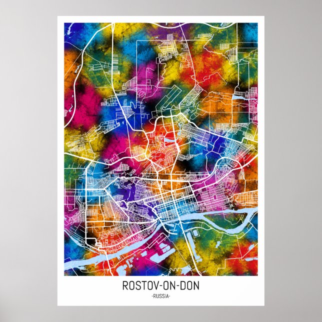 Rostov-on-Don Russian City Karta Poster (Framsidan)