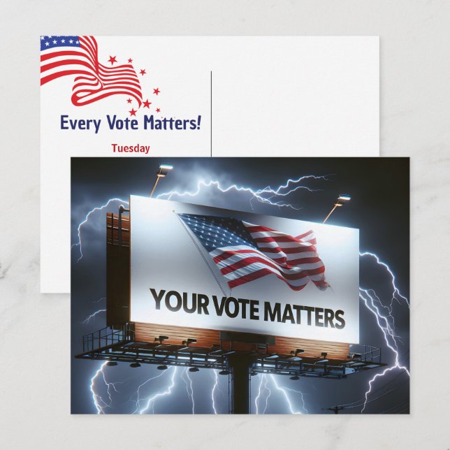 Röstpåminnelsemärke med blixt vykort (Fram/baksida)