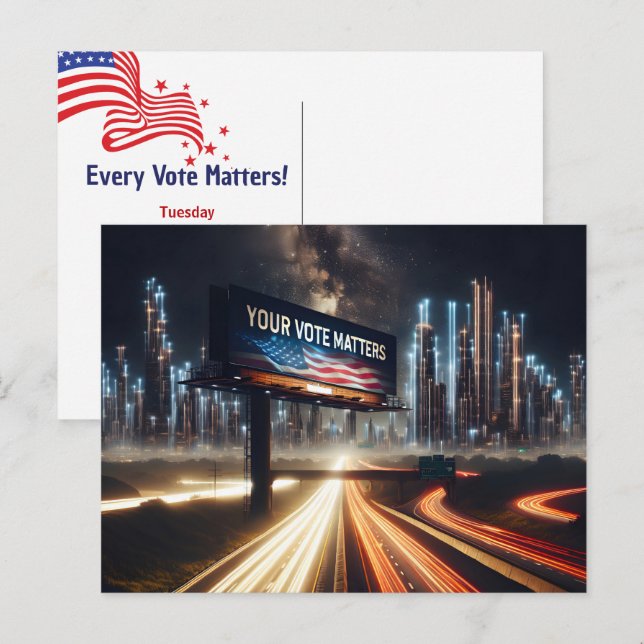 Röstpåminnelsemärke med blixt vykort (Fram/baksida)