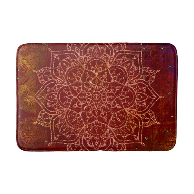 Roströd Mandala Guld Glam Modern Chic Badrumsmatta (Framsidan)