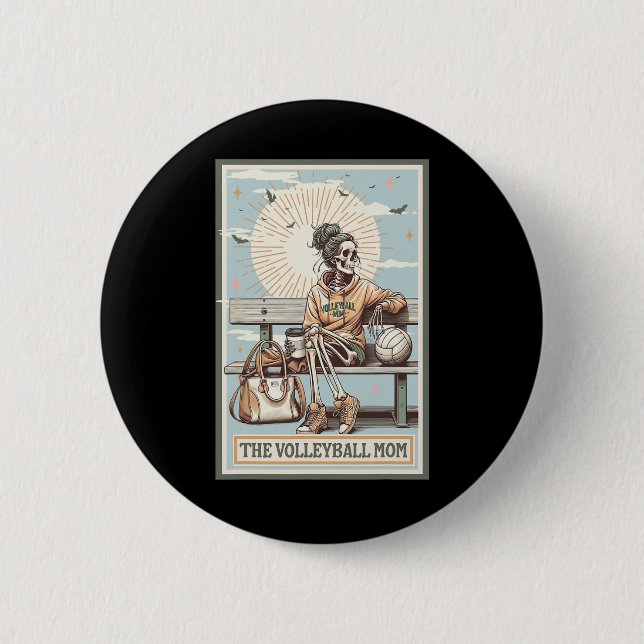 Röststiftet Mamma Skeleton Tarot Card-speldag Knapp (Framsida)
