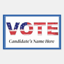 Rösttext i Färg Blå kandidatens Namn Rektangulärt Klistermärke
