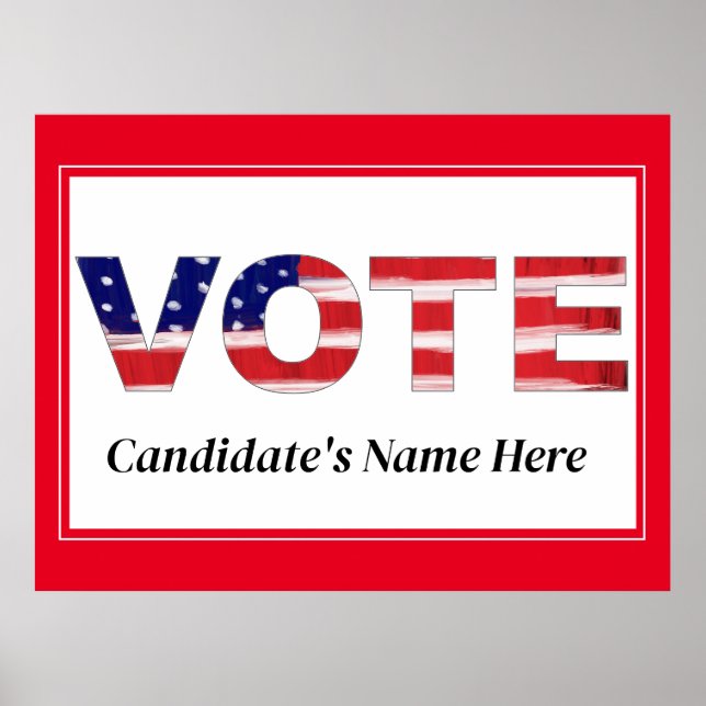 Rösttext i Färg Röda kandidatens Namn Poster (Framsidan)