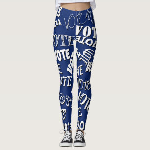Rösttext mönster, typsnitt, vit blått leggings