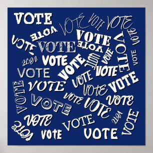 Rösttext mönster, typsnitt, vit blått poster