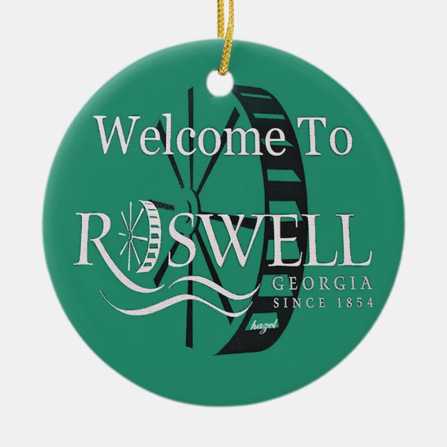 Roswell Georgia, God jul Y'all Ornaments Julgransprydnad Keramik (Framsidan)