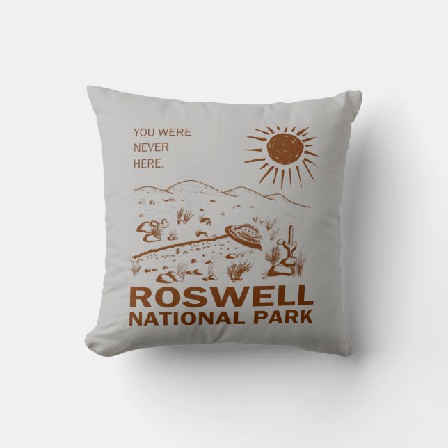 Roswell National Park UFO Flies Saucer Utomjording Kudde (Framsida)