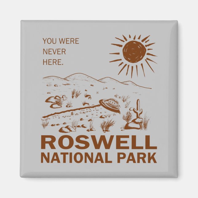 Roswell National Park UFO Flies Saucer Utomjording Magnet (Framsidan)