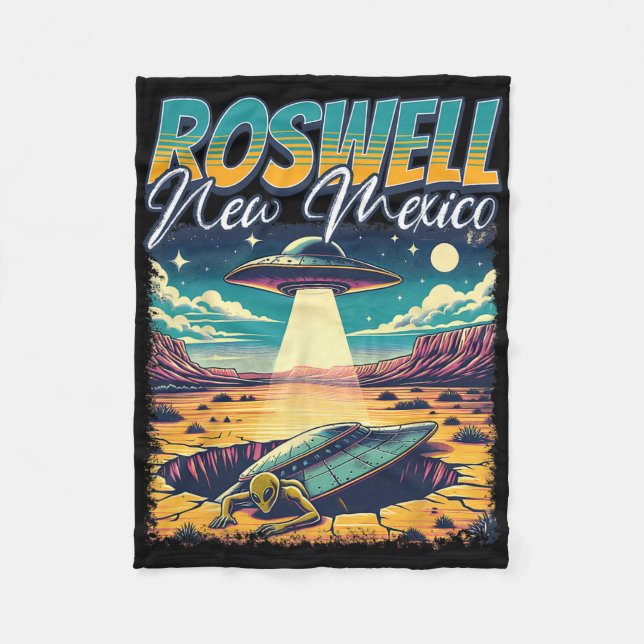 Roswell New Mexico 1947 Alien Abduction Ufo Crash  Fleecefilt (Framsidan)