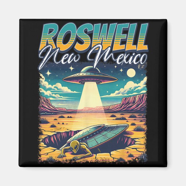 Roswell New Mexico 1947 Alien Abduction Ufo Crash  Magnet (Framsidan)
