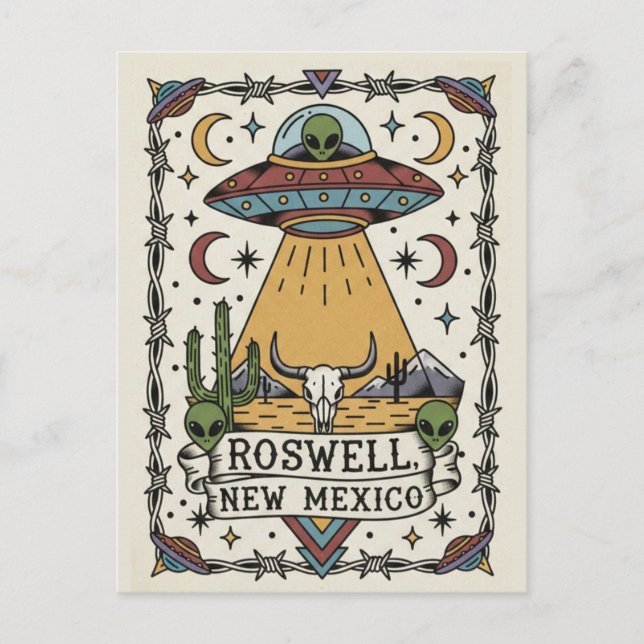 Roswell New Mexico Alien Vykort (Framsida)