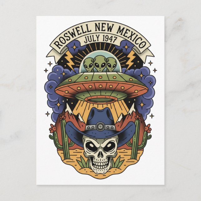 Roswell New Mexico Alien Vykort (Framsida)