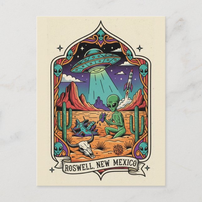 Roswell New Mexico Alien Vykort (Framsida)