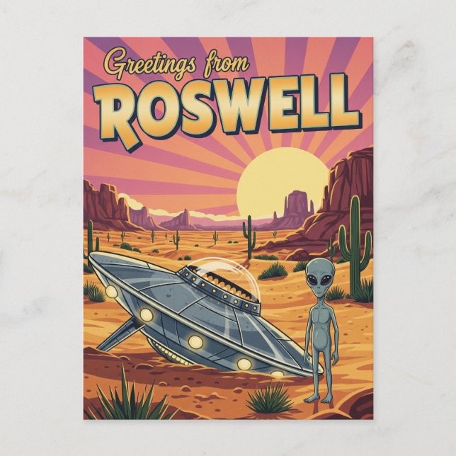 Roswell New mexico Alien Vykort (Framsida)