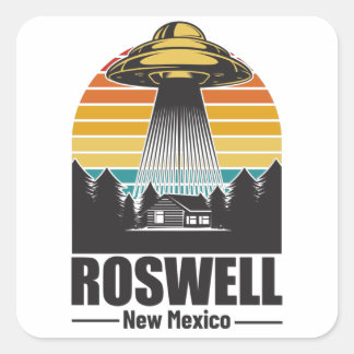 Roswell New Mexico Funny Alien UFO Gift Fyrkantigt Klistermärke