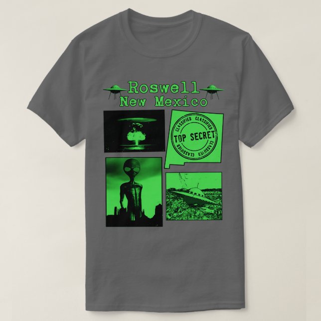 Roswell New mexico Grönt Print T Shirt (Design framsida)