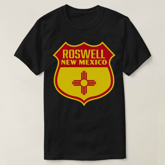 Roswell New mexico Retro Flagga Shield Red T Shirt (Design framsida)