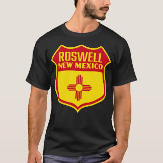 Roswell New mexico Retro Flagga Shield Red T Shirt
