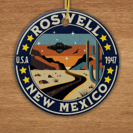 Roswell New Mexico Retro UFO Terrain Julgransprydnad Keramik