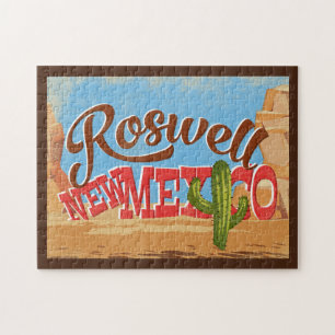 Roswell New mexico Tecknad Desert Vintage resor Pussel