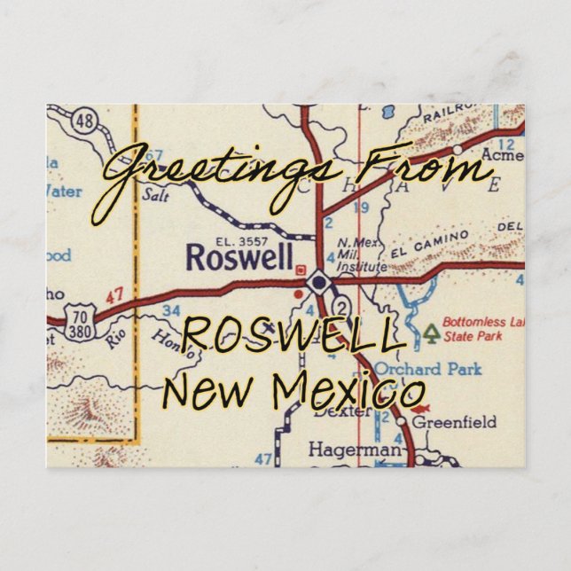 Roswell New mexico Vintage Vykort (Framsida)