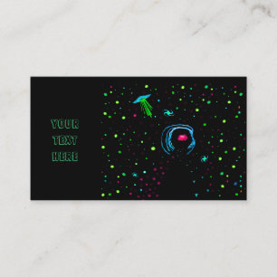 Roswell Spacewalk Wormhole Affärskort Teal UFO- Visitkort
