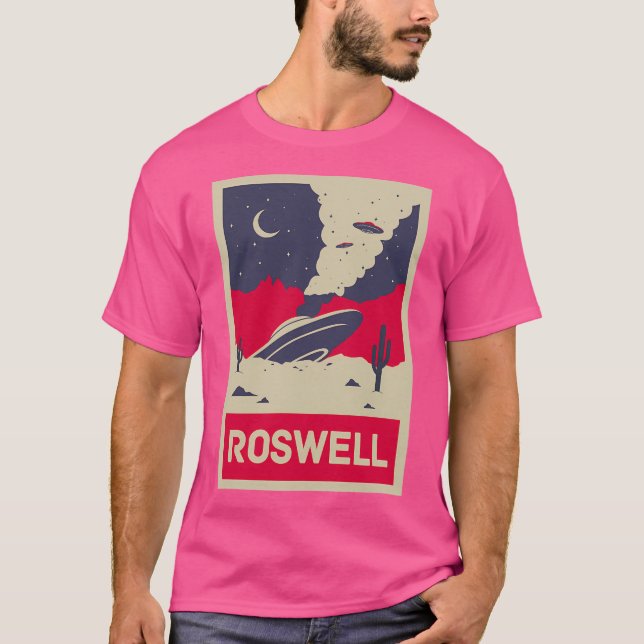 Roswell Ufo Crash - Alien Retro T Shirt (Framsida)