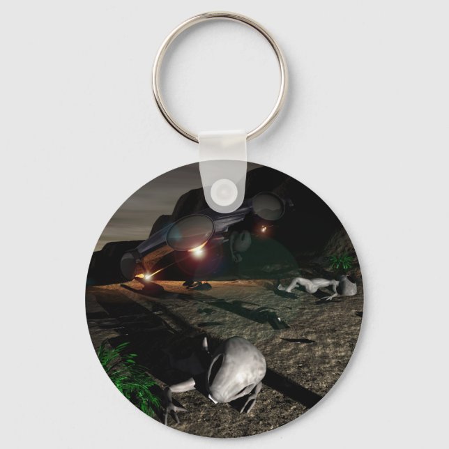 Roswell UFO Crash at night Keychain Nyckelring (Framsida)