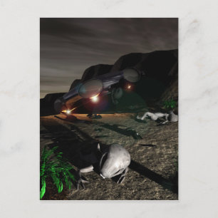 Roswell UFO Crash at night Postcard Vykort