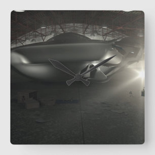 Roswell UFO Hangar Fyrkantig Klocka