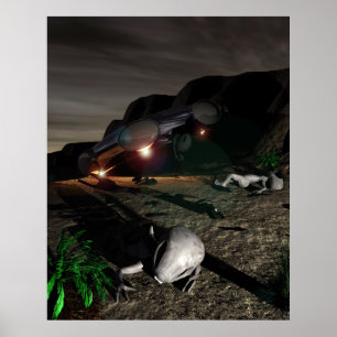 Roswell UFO-krasch på nattaffischen Poster