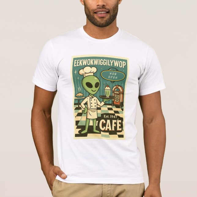 Roswell Utomjordingars Retro Middag 1950 T Shirt (Framsida)