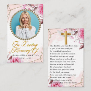 Rosy Anpassningsbar Foto Funeral Prayer Card Visitkort