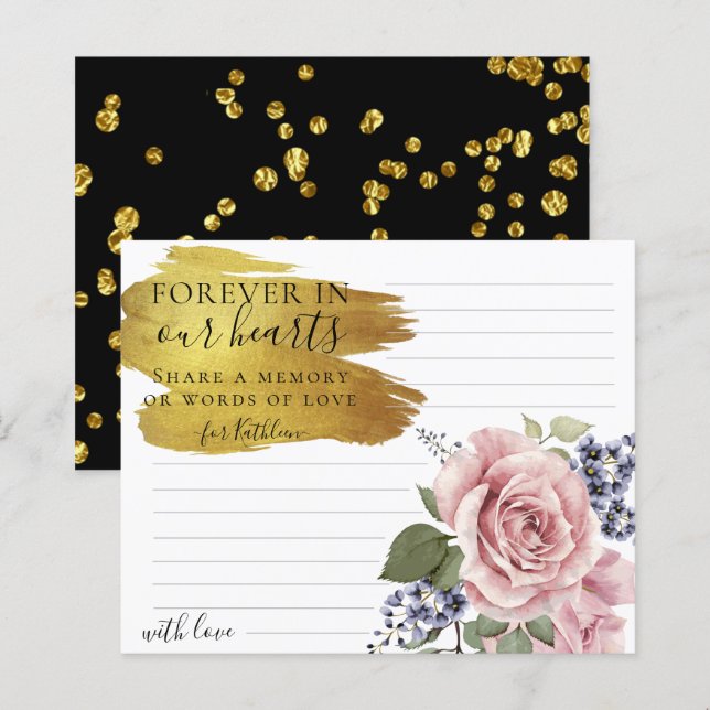 Rosy Blommigt Elegant  ett minneskort (Fram/baksida)