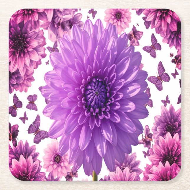 Rosy Blommigt Underlägg - Rosa Flower Drink Mat (Framsidan)