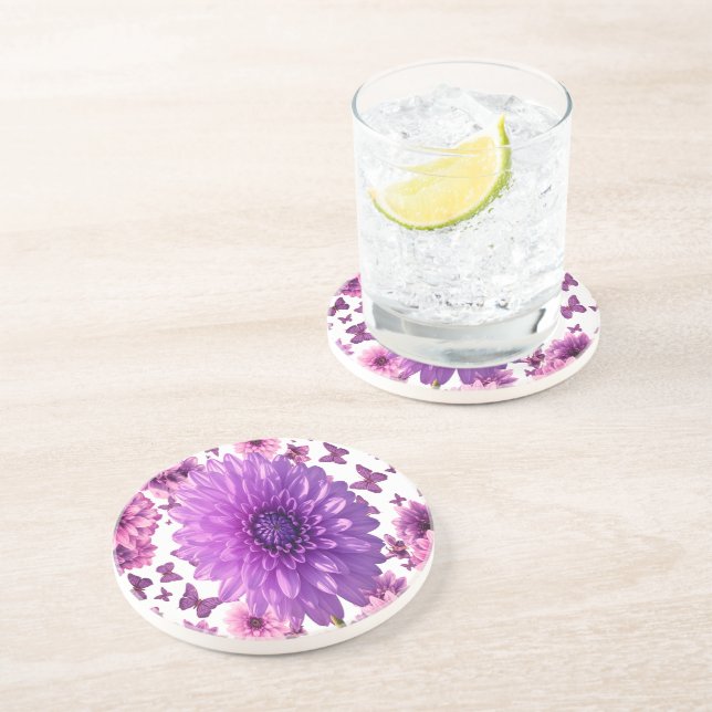 Rosy Blommigt Underlägg - Rosa Flower Drink Mat (Sidan)